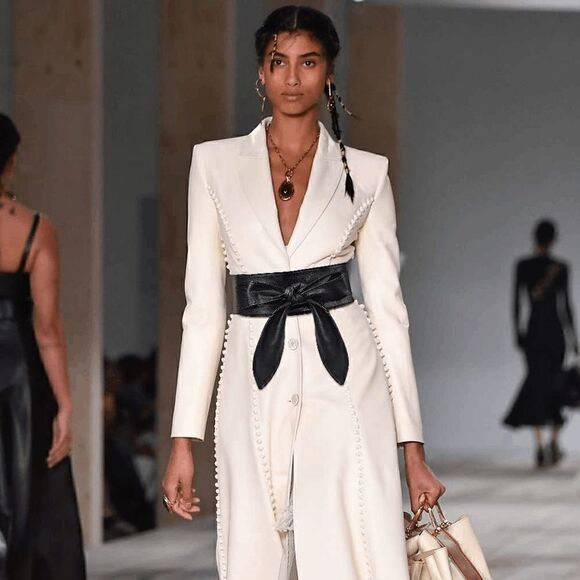 Black Knot Decor Wide Wrap Around Obi Corset Black Belt SIZE L-XL NEW - Picture 3 of 14